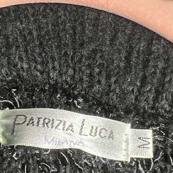 Patrizia Luca Milano Boucle Ruffle Button Down Cardigan Sweater Size M Black - Picture 3 of 16